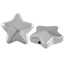 Electroplated Glass Beads Star (13 x 13.5 x 5.5 mm) Silver (5 pcs)