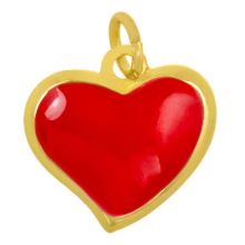 Enamel Charm Heart (13.5 x 14 x 4 mm) Red - 18K Gold Plated (2 pcs)