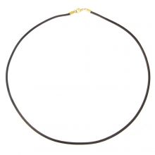 DIY Necklace - Leather Necklace with Stainless Steel Clasp (50 cm) Black (1 pcs)