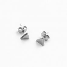 Stainless Steel Stud Earrings Triangle (7 x 1.5 mm) Antique Silver (2 pcs)