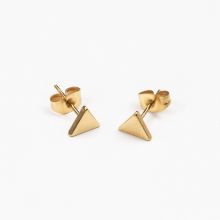 Stainless Steel Stud Earrings Triangle (7 x 1.5 mm) Gold (2 pcs)
