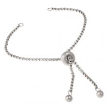 DIY Bracelet - Stainless Steel Sliding Bracelet Adjustable (23cm) Antique Silver (1 pcs)