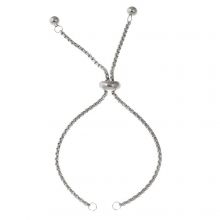 DIY Bracelet - Stainless Steel Sliding Bracelet Adjustable (22 cm) Antique Silver (1 pcs)