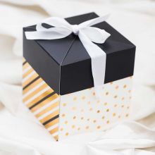 Pop up Gift Box (10 x 10 x 10 cm) Black-Gold (1 piece)