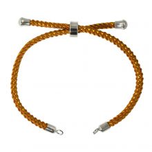 DIY Bracelet - Braided Nylon Cord Adjustable (22 cm) Caramel -  Antique Silver (1 pcs)