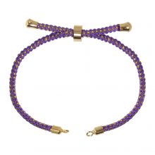 DIY Bracelet - Braided Nylon Cord Adjustable (22 cm) Violet - Gold (1 pcs)