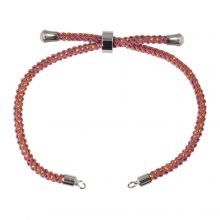 DIY Bracelet - Braided Nylon Cord Adjustable (22 cm) Radiant Orchid - Antique Silver (1 pcs)
