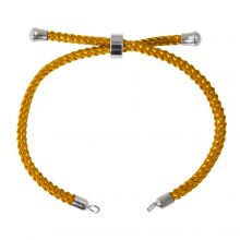 DIY Bracelet - Braided Nylon Cord Adjustable (22 cm) Honey - Antique Silver (1 pcs)