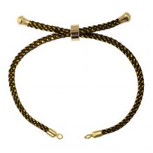 DIY Bracelet - Braided Nylon Cord Adjustable (22 cm) Black - Gold (1 pcs)