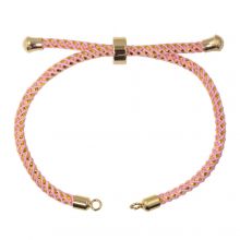 DIY Bracelet - Braided Nylon Cord Adjustable (22 cm) Pink - Gold (1 pcs)
