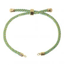 DIY Bracelet - Braided Nylon Cord Adjustable (22 cm) Aquamarine - Gold (1pcs)