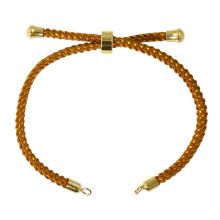 DIY Bracelet - Braided Nylon Cord Adjustable (22cm) Caramel - Gold (1 pcs)