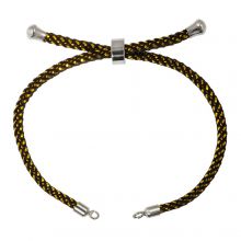DIY Bracelet - Braided Nylon Cord Adjustable (22 cm) Black -  Antique Silver (1 pcs)