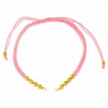 DIY Bracelet- Braided Nylon Cord with Metal Beads Adjustable (26 cm) Pink - Gold (1pcs)