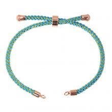 DIY Bracelet - Braided Nylon Cord Adjustable (22cm) Sky Blue - Rose Gold (1 pcs)