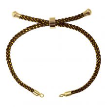 DIY Bracelet - Braided Nylon Cord Adjustable (22cm) Dark Brown - Gold (1 pcs)