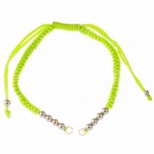 DIY Bracelet- Braided Nylon Cord with Metal Beads Adjustable (26 cm) Lime Green - Antique Silver (1pcs)