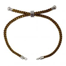 DIY Bracelet - Braided Nylon Cord Adjustable (22 cm) Dark Brown -  Antique Silver (1 pcs)