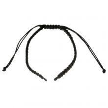 DIY Bracelet - Braided Nylon Cord Adjustable  (15 cm) Black (1 pcs)