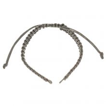 DIY Bracelet - Braided Nylon Cord Adjustable  (15 cm) Grey (1 pcs)