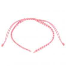 DIY Bracelet - Braided Nylon Cord Adjustable  (15 cm) Pink (1 pcs)