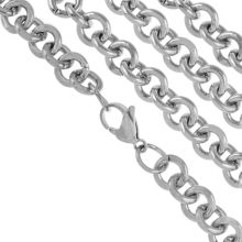 Stainless Steel Necklace Round Links (8.5 x 2 mm / 50 cm) Antique Silver (1 pcs)