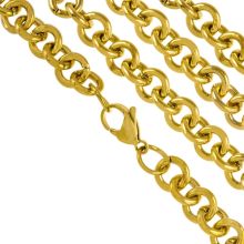 Stainless Steel Necklace Round Links (8.5 x 2 mm / 50 cm) Gold (1 pcs)