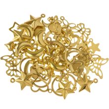 Stainless Steel Charm Mix (8.5 - 16 x 8 - 15 x 0.6 - 4 mm) Gold (60 pcs)