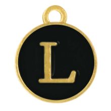 Enamel Charm Letter L (14 x 12 x 2 mm) Black (1 pcs)