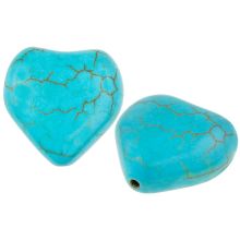 Turquoise Heart Beads (17 x 17 x 8 mm) Blue Turquoise (5 pcs)