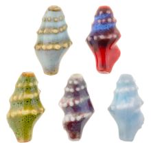 Ceramic Beads Shell (20 x 10.5 x 10 mm) Mix Color (5 pcs)