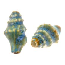 Ceramic Beads Shell (20 x 10.5 x 10 mm) Mosaic Blue (10 pcs)