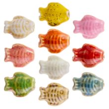 Ceramic Beads Fish (19 x 15 x 9 mm) Mix Color (10 pcs)