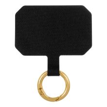 Cloth Mobile Phone Lanyard Patch, with Metal Clasp (Black - Gold) 1 pcs