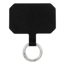 Cloth Mobile Phone Lanyard Patch, with Metal Clasp (Black - Antique Silver) 1 pcs