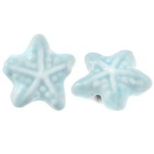 Ceramic Beads Starfish (20 x 21 x 9 mm) Baby Blue (3 pcs)