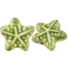 Ceramic Beads Starfish (20 x 21 x 9 mm) Meadow Green (3 pcs)