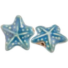 Ceramic Beads Starfish (20 x 21 x 9 mm) Mosaic Blue (3 pcs)