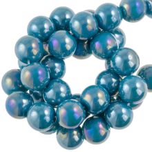 Electroplated Glass Beads (10 mm) Steel Blue AB (39 pcs)