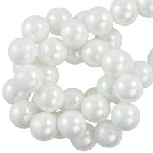 Electroplated Glass Beads (10 mm) Pearl White AB (39 pcs)