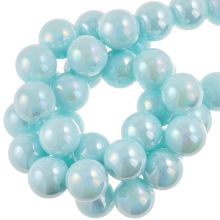 Electroplated Glass Beads (10 mm) Powder Blue AB (39 pcs)