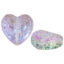 Electroplated Glass Beads Heart (17.5 x 18 x 8 mm) Lavender Orchid AB (5 pcs)