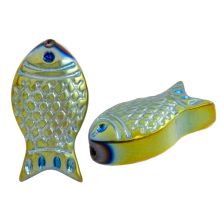 Electroplated Glass Beads (15 x 8 x 5 mm) Green Blue (5 pcs)