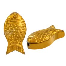 Electroplated Glass Beads (15 x 8 x 5 mm) Gold (5 pcs)