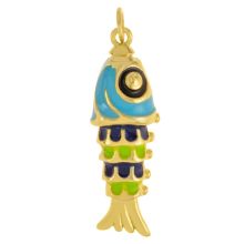 Enamel Pendant Fish (30 x 10 x 7 mm) Blue (1 pcs)