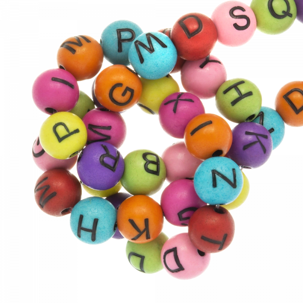 Acrylic Letter Beads Mix 7 x 8 mm Mix Color Black 200 pcs