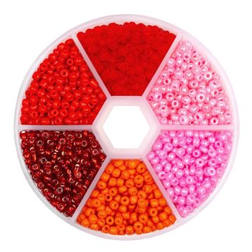Bead Kit - Seed Beads (3 mm) Mix Color Red Pink Orange