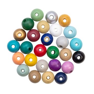 Wooden Beads (10 mm) Mix Color (25 pcs)