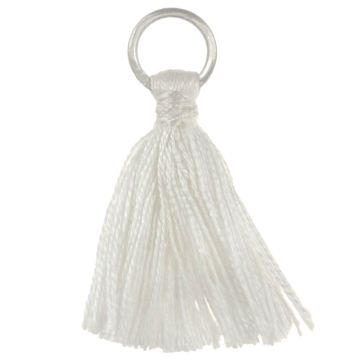 Tassels (35 x 7 mm) Pearl White / Antique Silver (5 pcs)