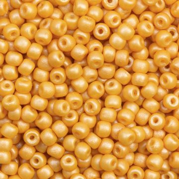Czech Seed Beads (4 mm) Marigold Pearlshine Mat (15 Grams)